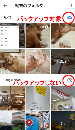 バックアップ対象フォルダのマーク