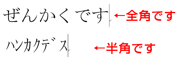 半角・全角のサンプルです