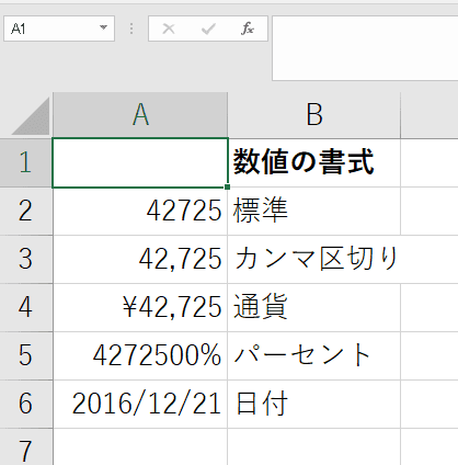 エクセルの「数値の書式」