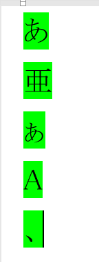 いろいろな文字の大きさの比較