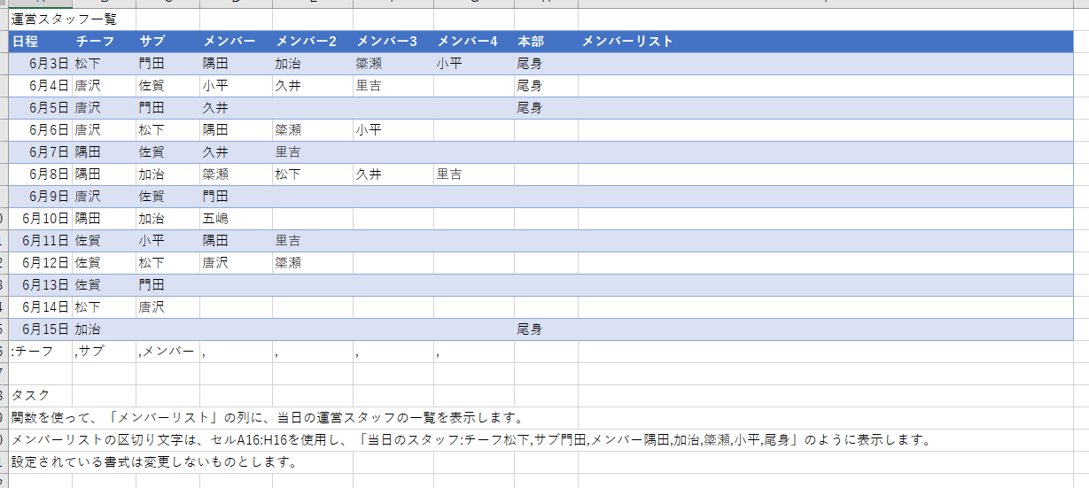 TEXTJOIN()関数で想定される難問の例。