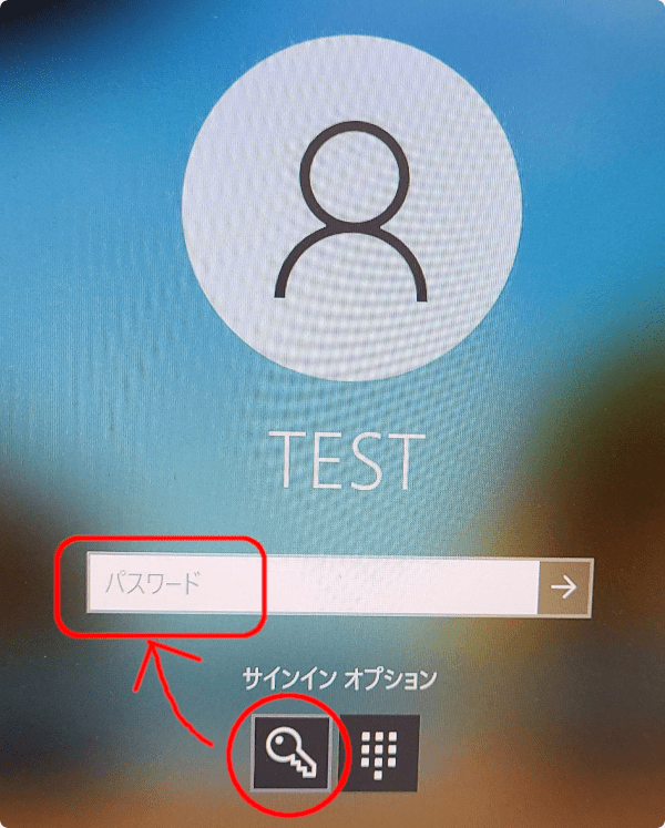 サインインオプション
鍵のアイコンはパスワード
ボタンのアイコンはPIN
Windows10 20H2の画面