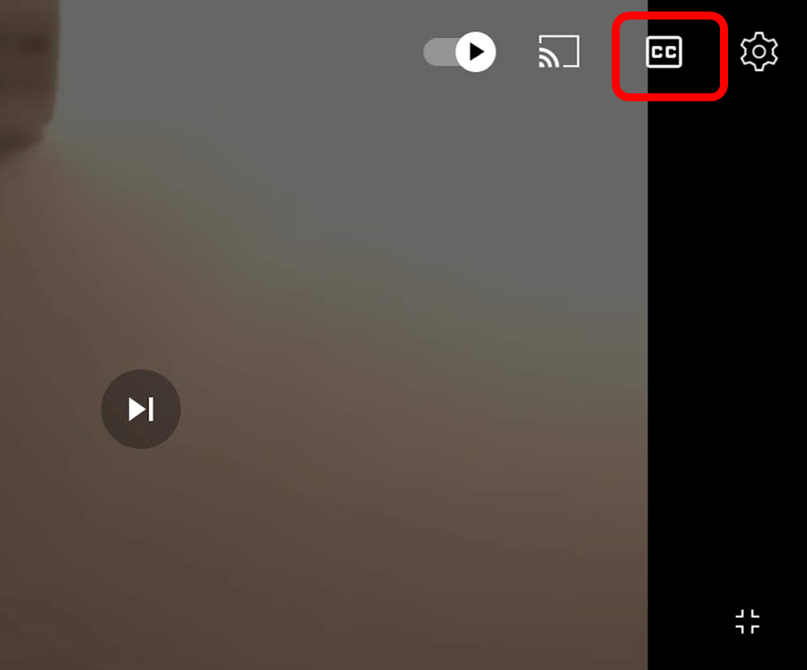 YouTube動画右上の「CC」ボタン