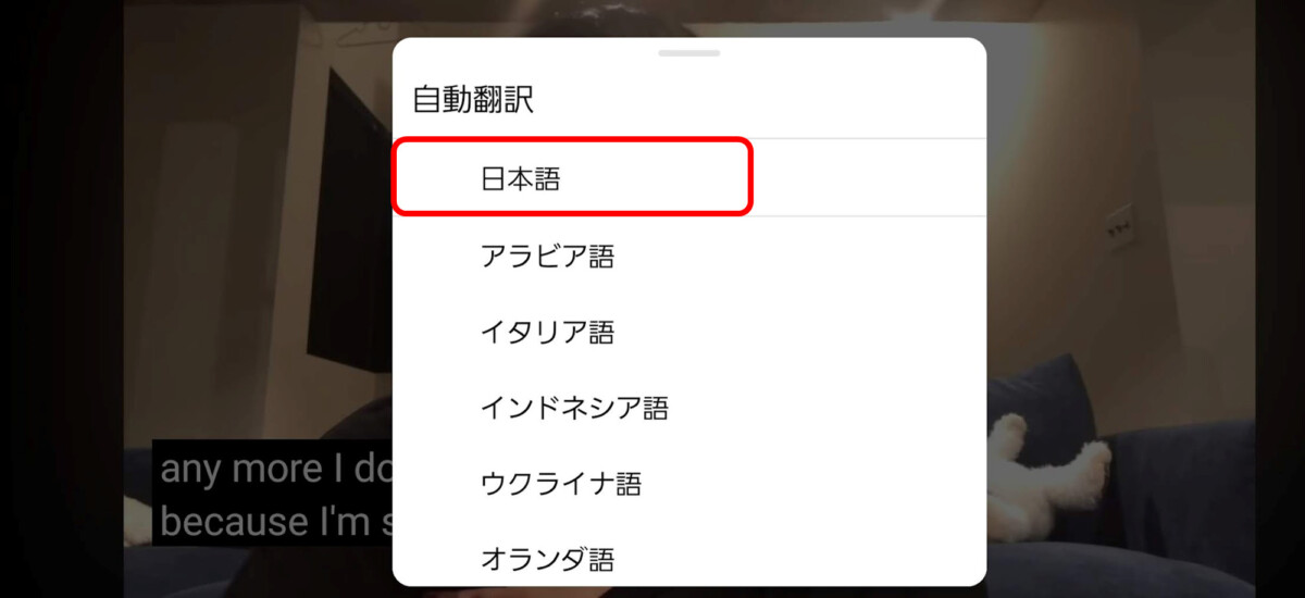 日本語をタップ