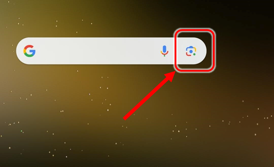 AndroidスマホのGoogle検索ウィジェット 右端のレンズボタン