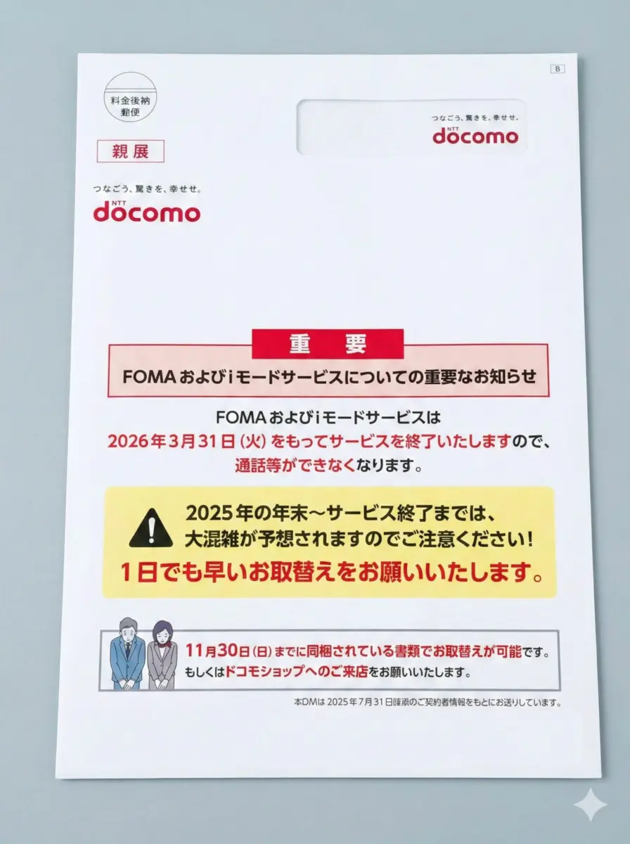 2026年4月ドコモ携帯が強制解約!? FOMA・iモードサービス終了にご注意